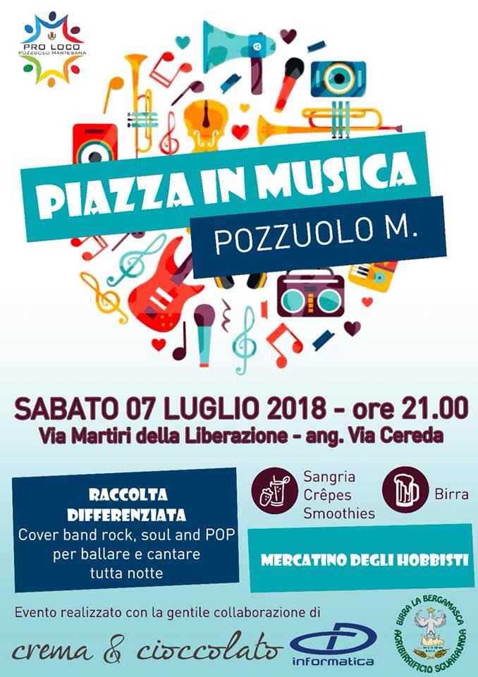 programma Piazza in musica sabato 7 luglio 2018 concerto o